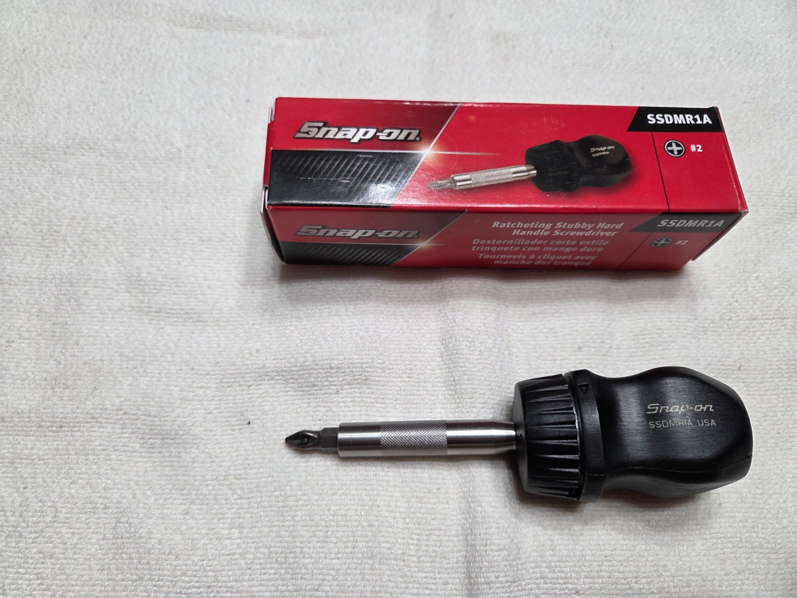 Snap-on Tools USA NEW BLACK Stubby Hard Handle Ratcheting Screwdriver SSDMR1A