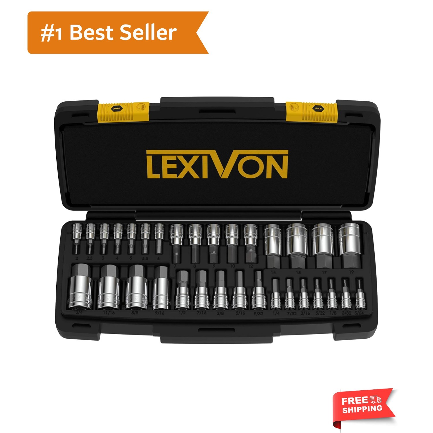 Master HEX Bit Socket Set, S2 Alloy Steel | Complete 32-Piece, SAE and Metri…