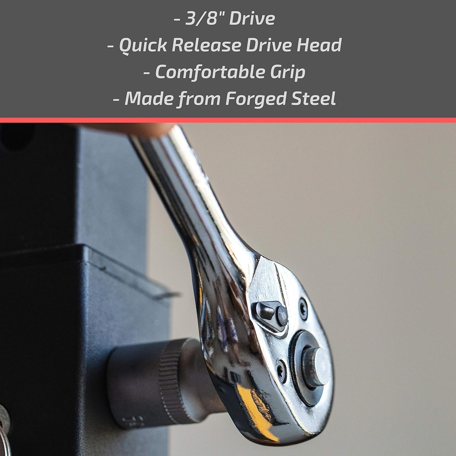 7.5 Inch 24 Tooth Ratchet Wrench 3/8 Drive Chrome Vanadium Heat Treated