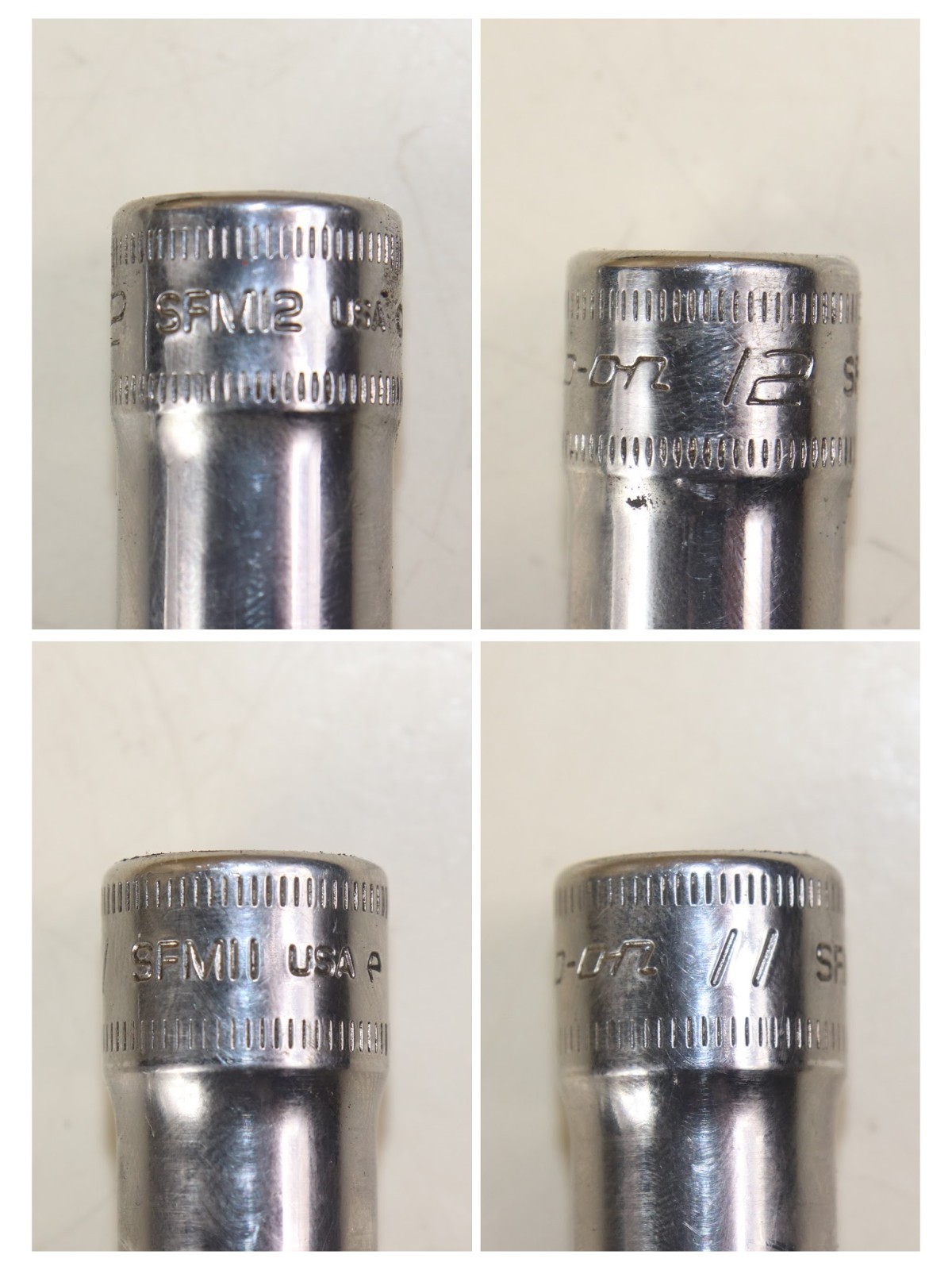 10pc Snap On 3/8″ Dr. 12 Point Deep Socket Set SFM 8,9,11,12,13,14,15,16,17,19mm