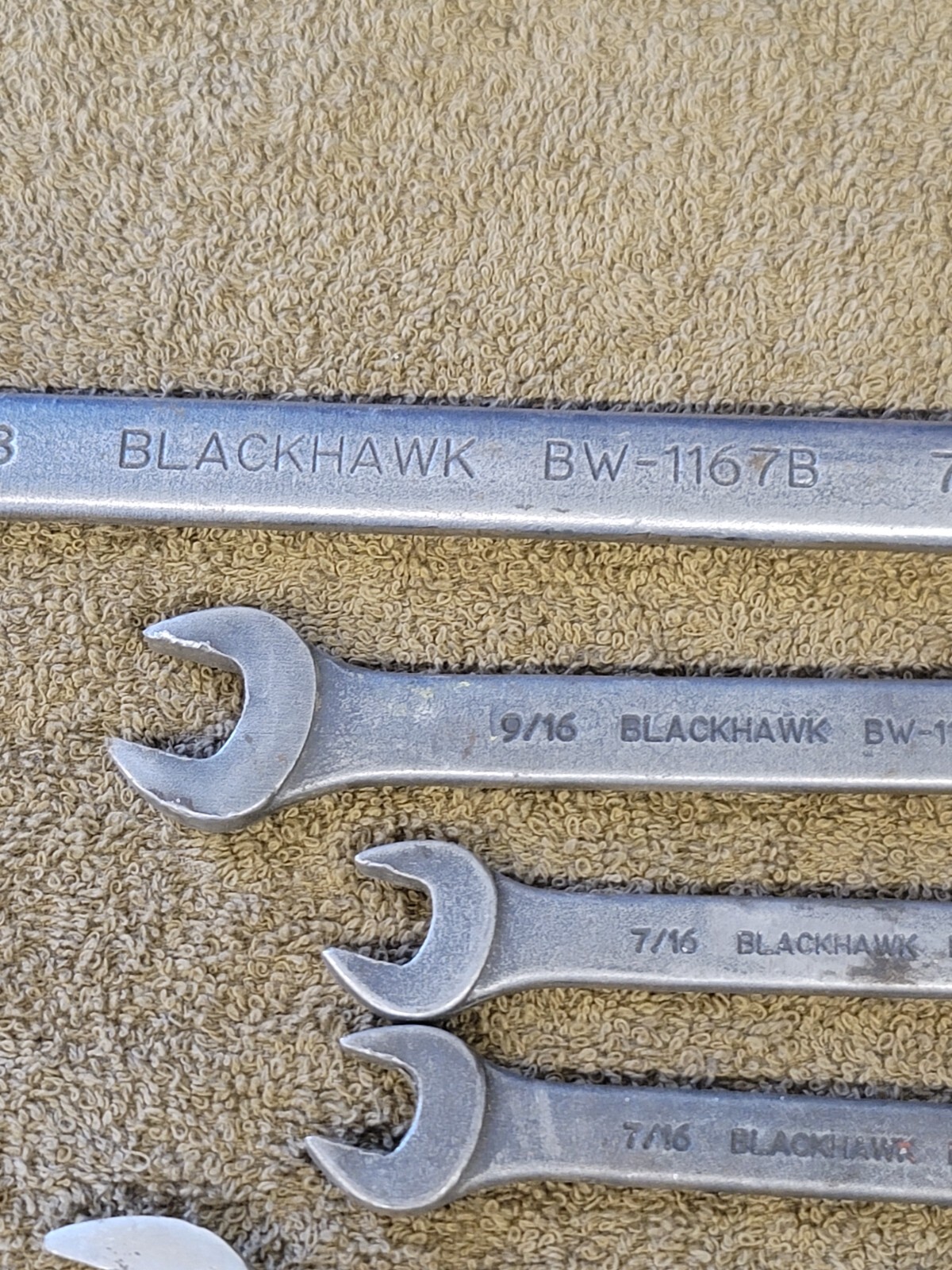 5 Blackhawk Combination Open End Wrench Sae 7/8 11/16 5/8 9/16 7/16″ Black BW