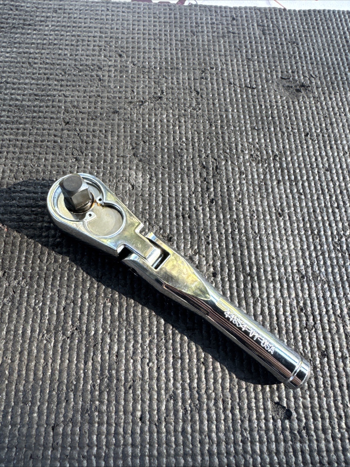 Sears Craftsman USA Nos 3/8” Drive Stubby Flex Head Ratchet 44834 Full Polish