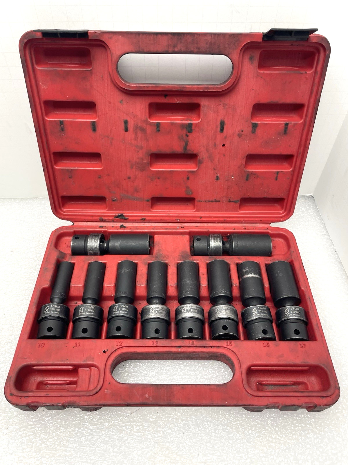 SUNEX TOOLS 6 POINT DEEP UNIVERSAL IMPACT FLEX SOCKET SET 3/8″ UMD 10-19mm