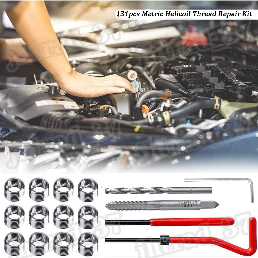 131pcs Metric Helicoil Thread Repair Kit HSS Drills Inserts Taps & Tools M5-M12