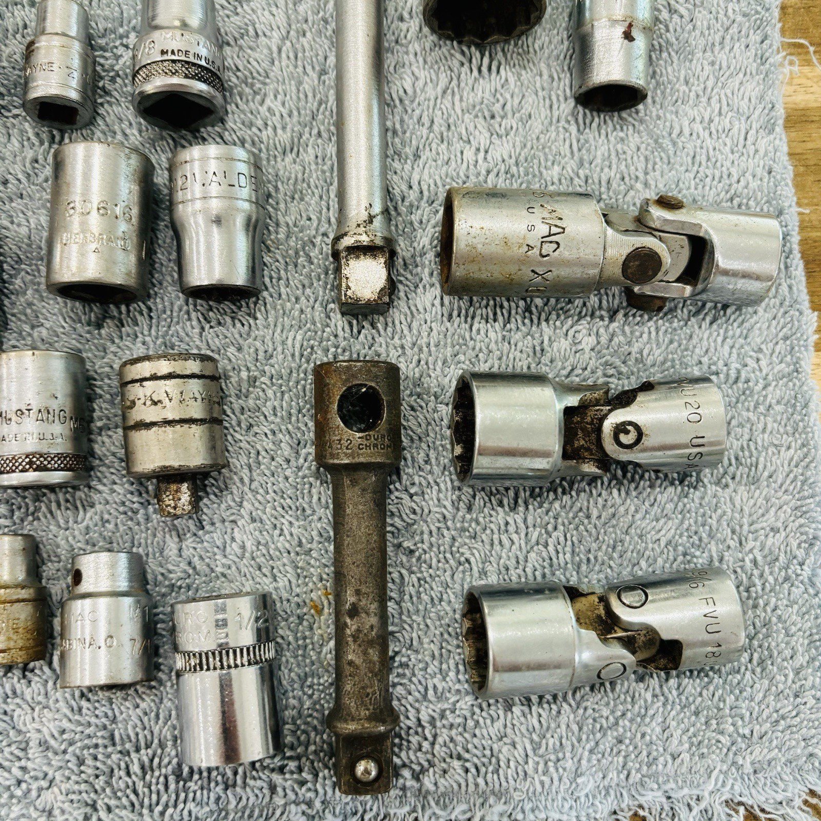 Lot of 50 Misc Sockets Tools All Vintage Made in USA Husky Fleet Mac Snap-On Etc