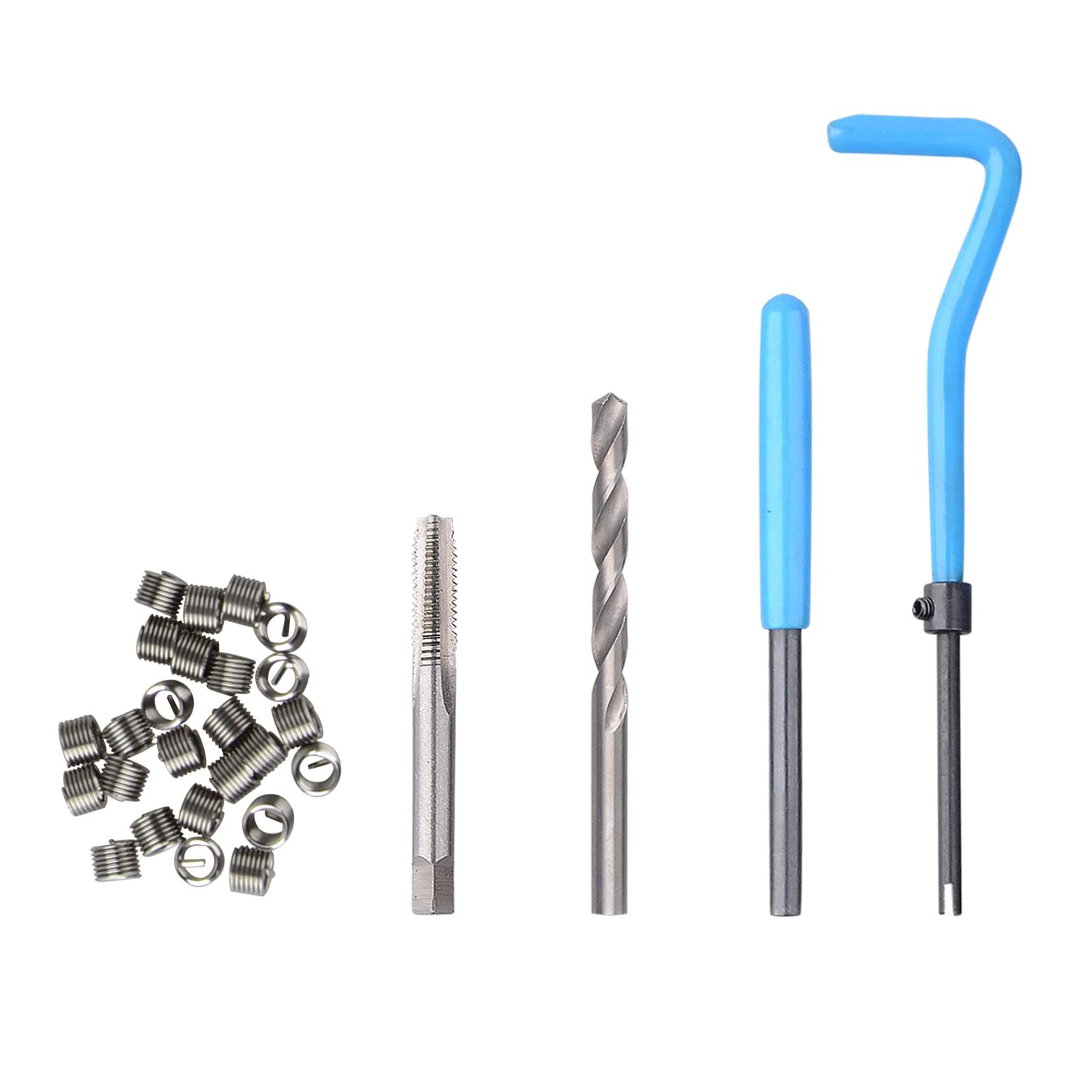 131PC SAE Thread Repair Kit, HSS Drill Helicoil Kit Standard, 1/4″ 5/16″ 3/8″ 7/