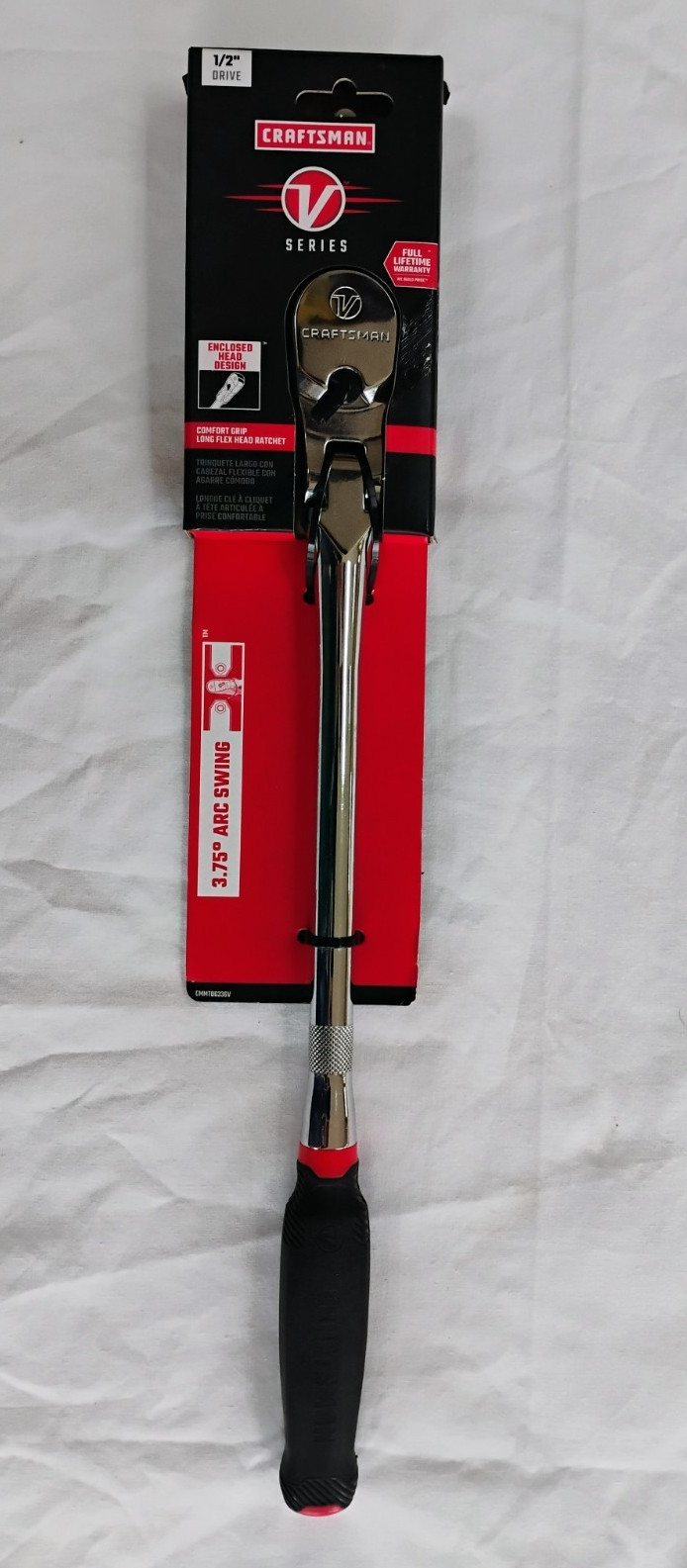 CRAFTSMAN V-Series Flexible Head Long Ratchet 1/2″ Drive CMMT86336V Comf Handle