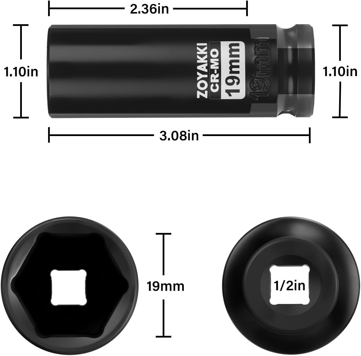 19mm 1/2″ Drive Deep Impact Socket – Optimal Fit with Chrome Molybdenum Steel