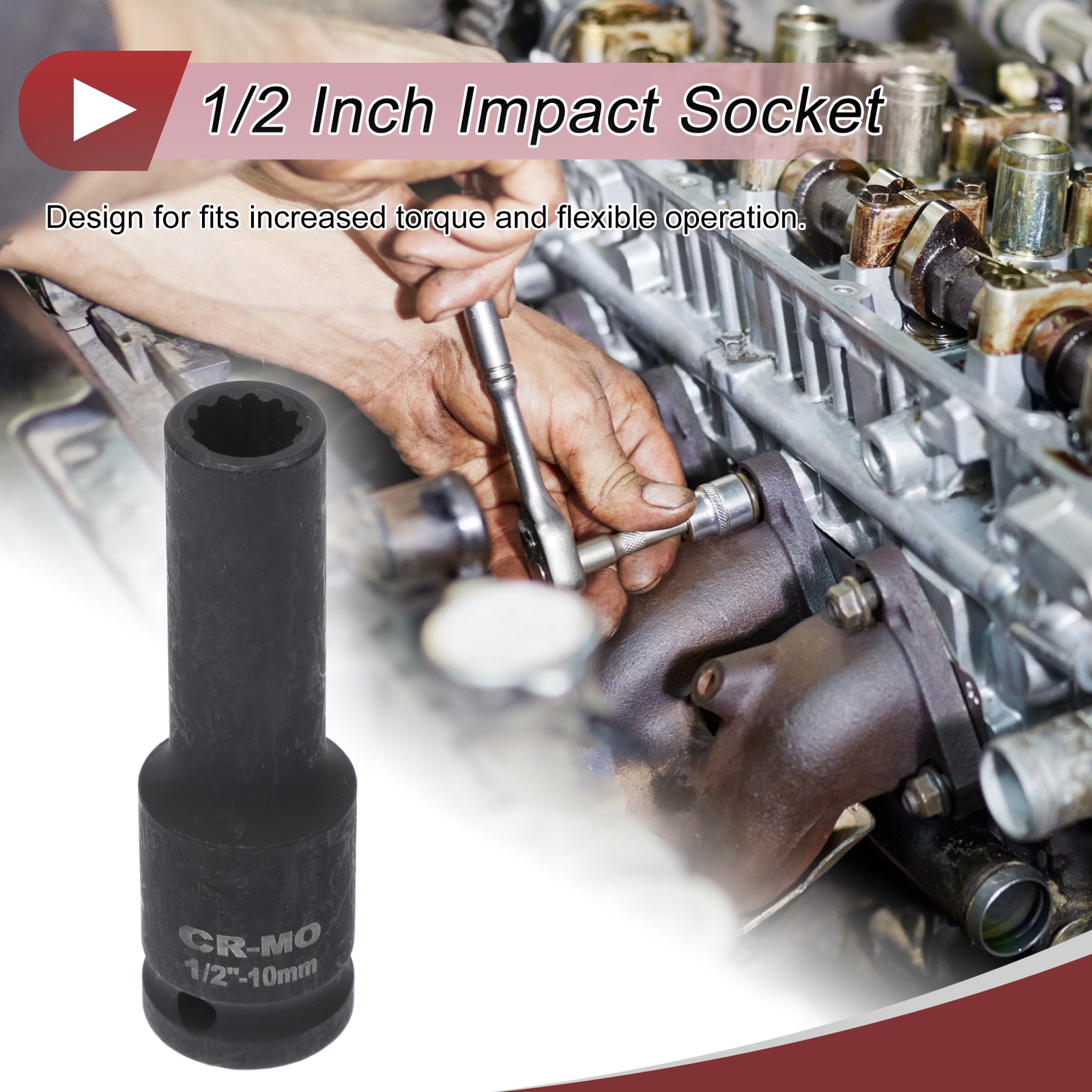 Universal 1/2 Inch Drive Impact Socket 10mm 12 Point High Carbon Steel 1 Pcs