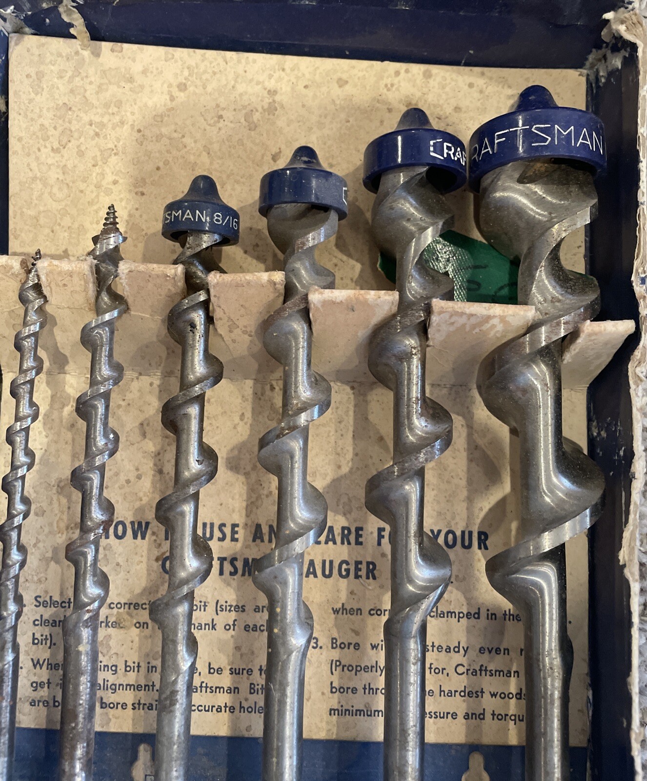 Craftsman USA 6-Piece Auger Bit Set with metal Rack No 4156