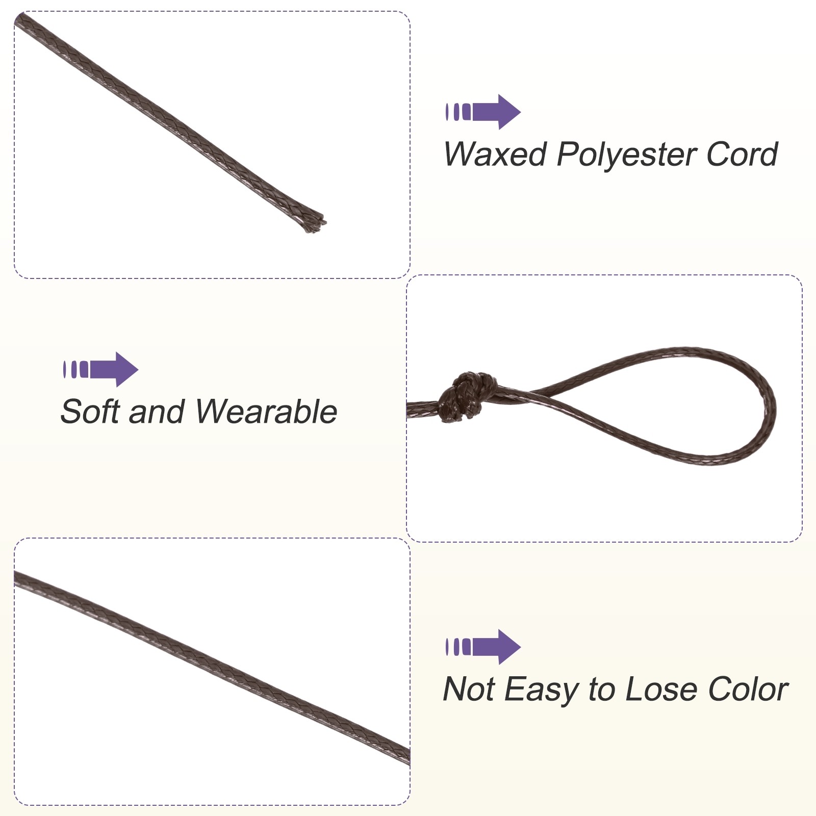 Dark Brown 1mm Waxed Cord 11 Yard Wax Bead Thread String for Jewelry Make