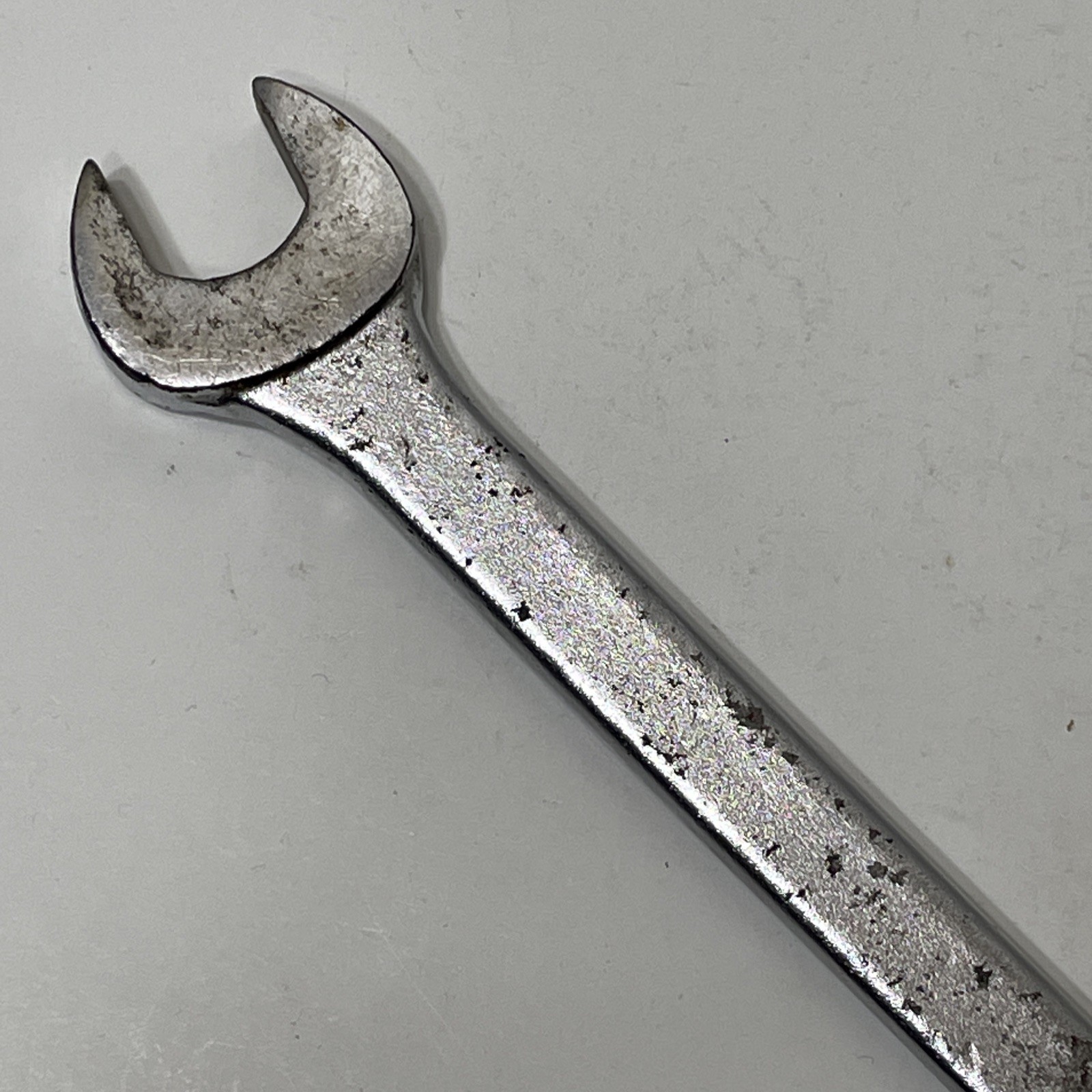 Powr-Kraft 5/8″ x 3/4″ Wrench Double Open End Satin Chrome 12 Point USA VTG SAE