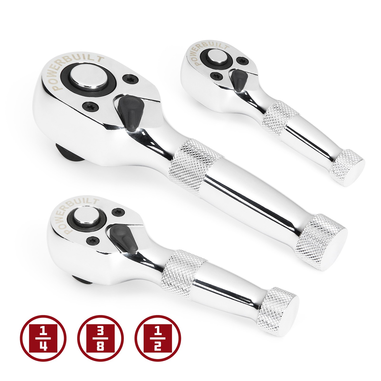 Powerbuilt 3 PC. STUBBY RATCHET SET – 643153ECE