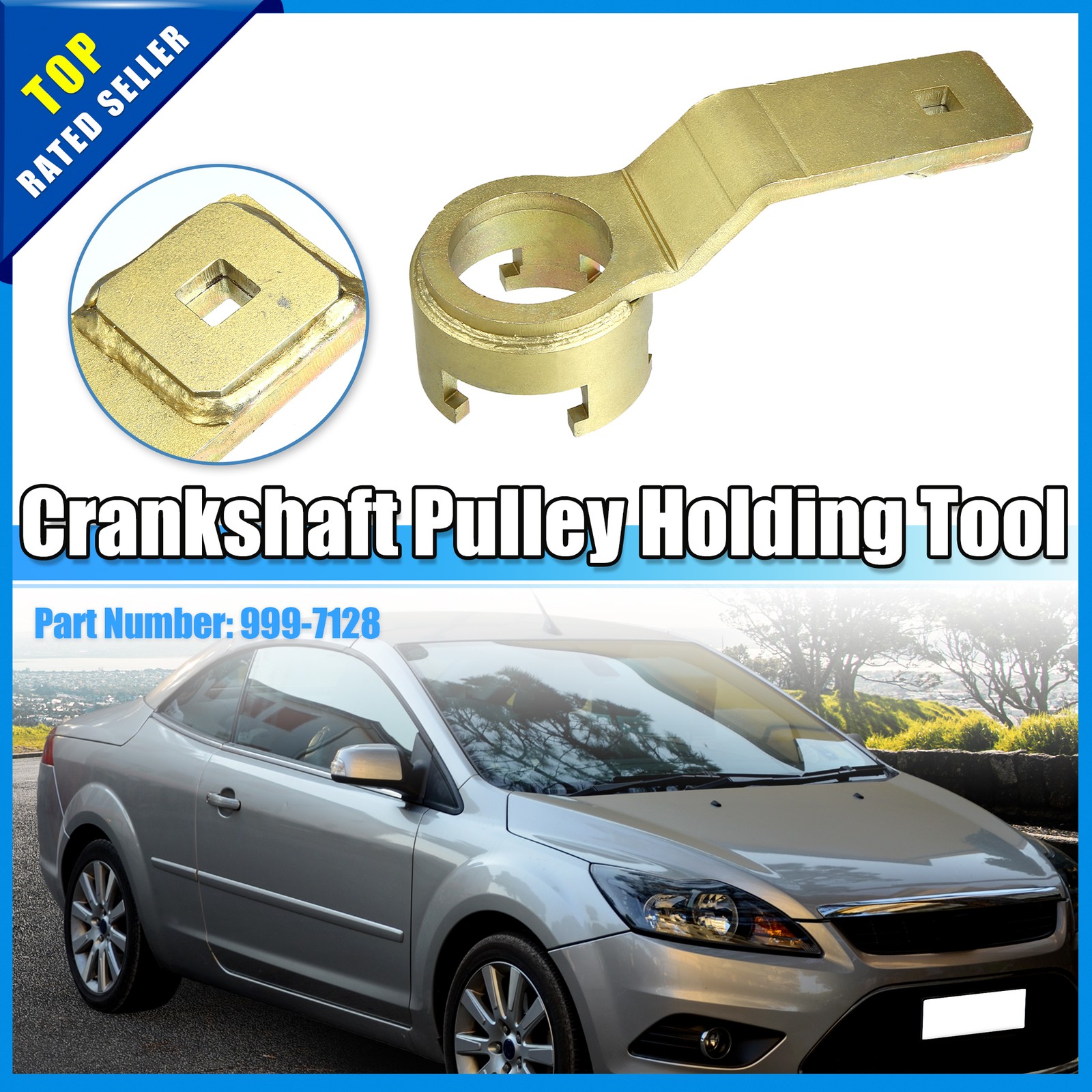 Pack of 1 For Ford 1.8 2.0 2.3 Crankshaft Pulley Holding Holder Tool Bronze Tone
