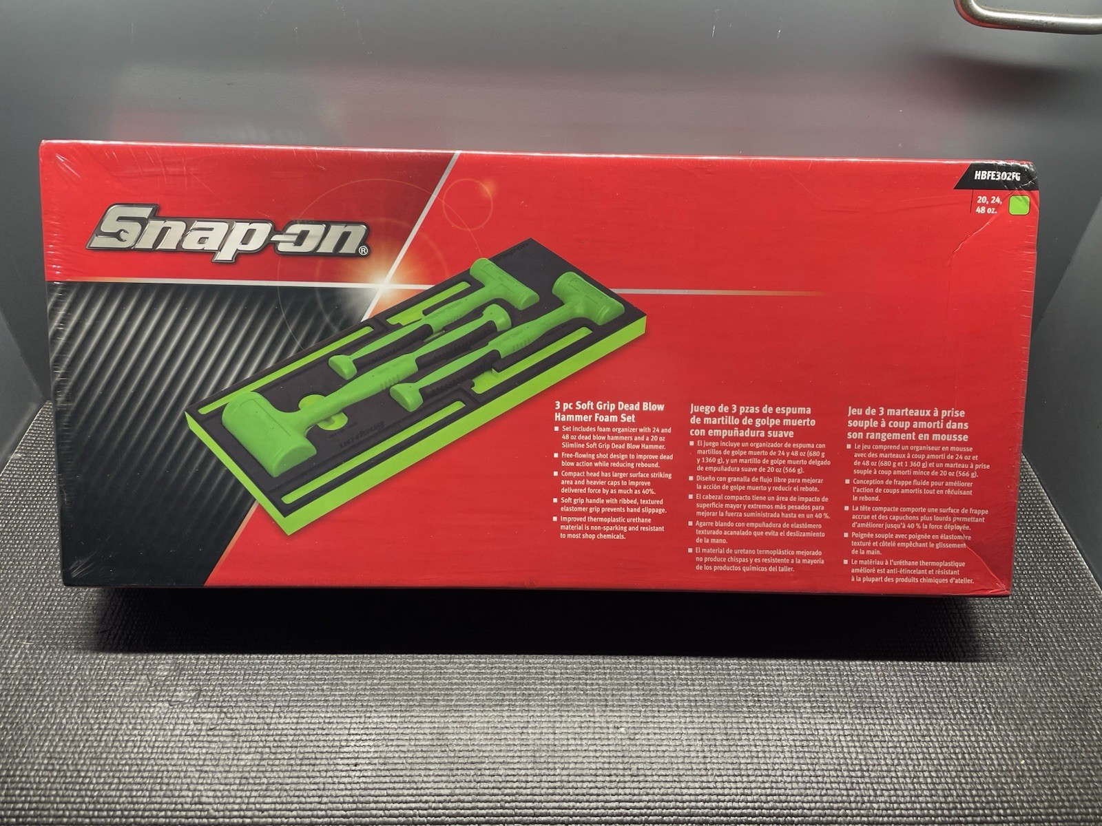 Snap-on 3pc Green Dead Blow Hammer Foam Set HBFE302FG (20 oz 24 oz 48 oz)