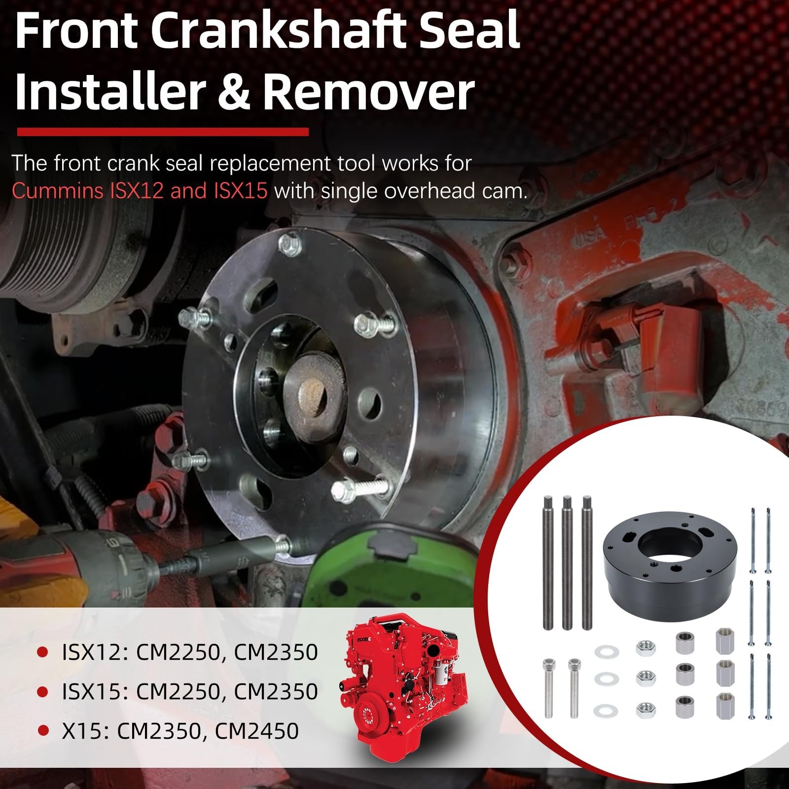 Front Crankshaft Seal & Wear Sleeve Remover Installer for ISX12 ISX15 X15 CM2250