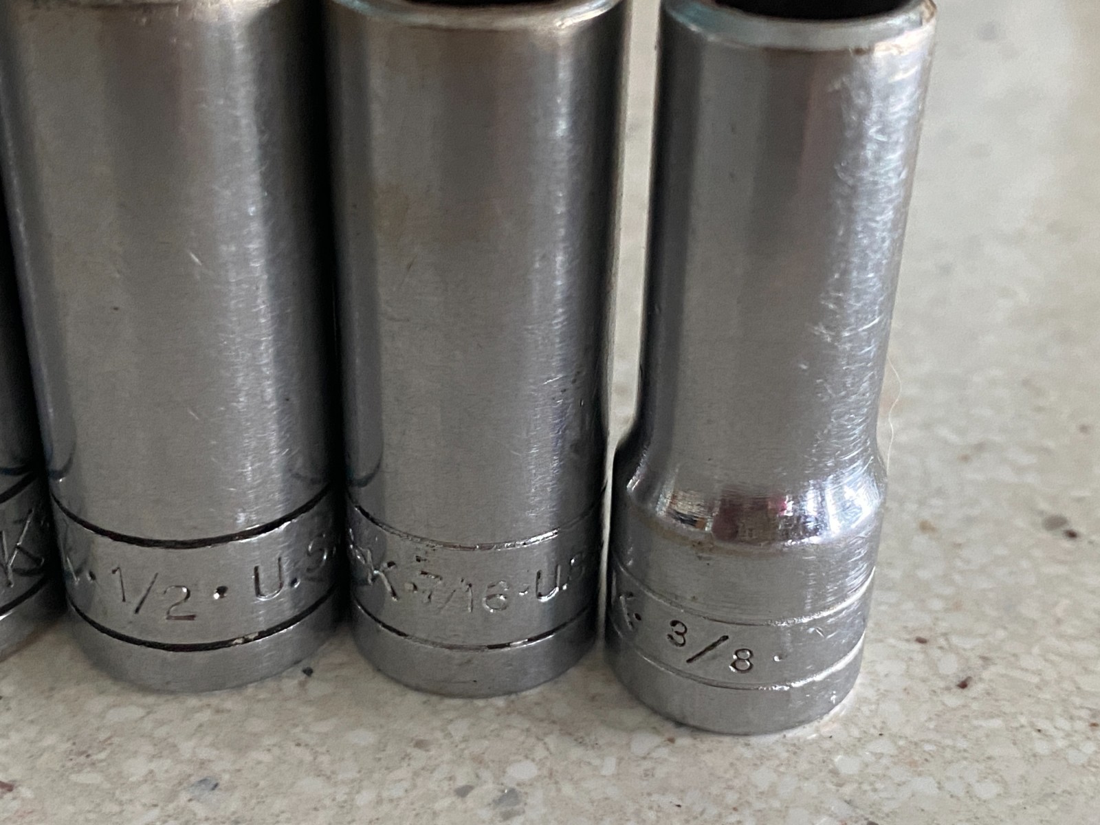 SK Tools Deep Socket Lot 6 Point 8 Pc USA 3/8 7/16 1/2 9/16 11/16 3/4 13/16 5/8