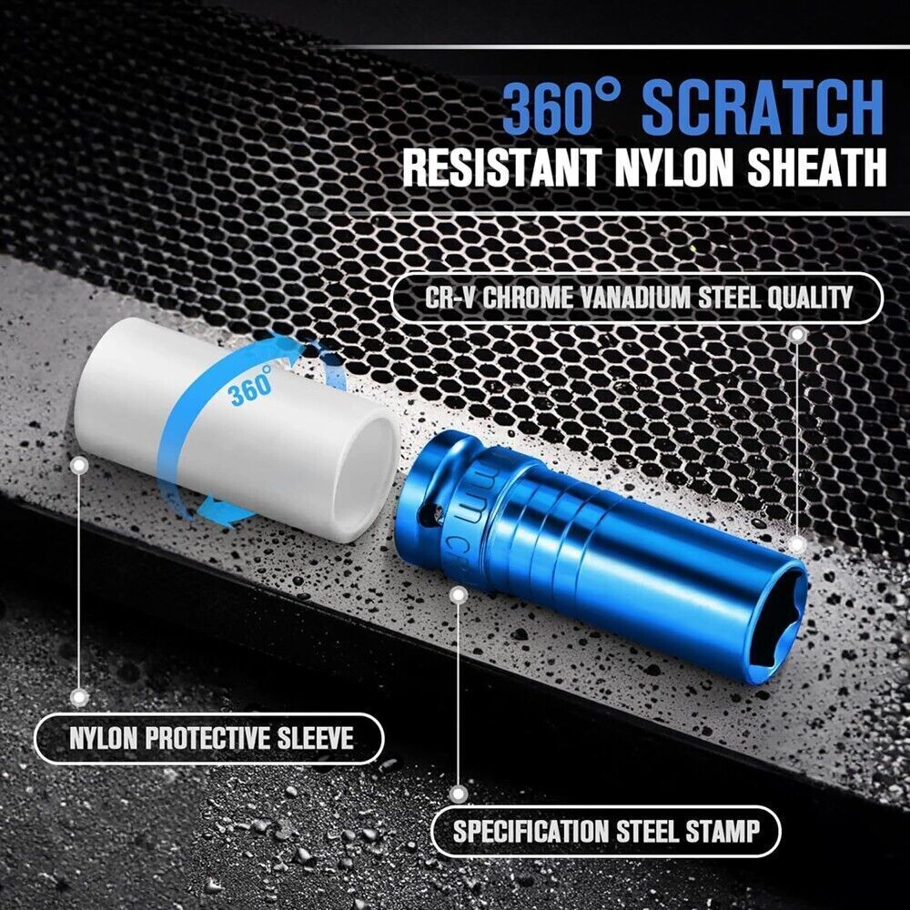 New 1/2″ Drive Wheel Protector Impact Socket, Thin Wall Deep Impact Socket Set