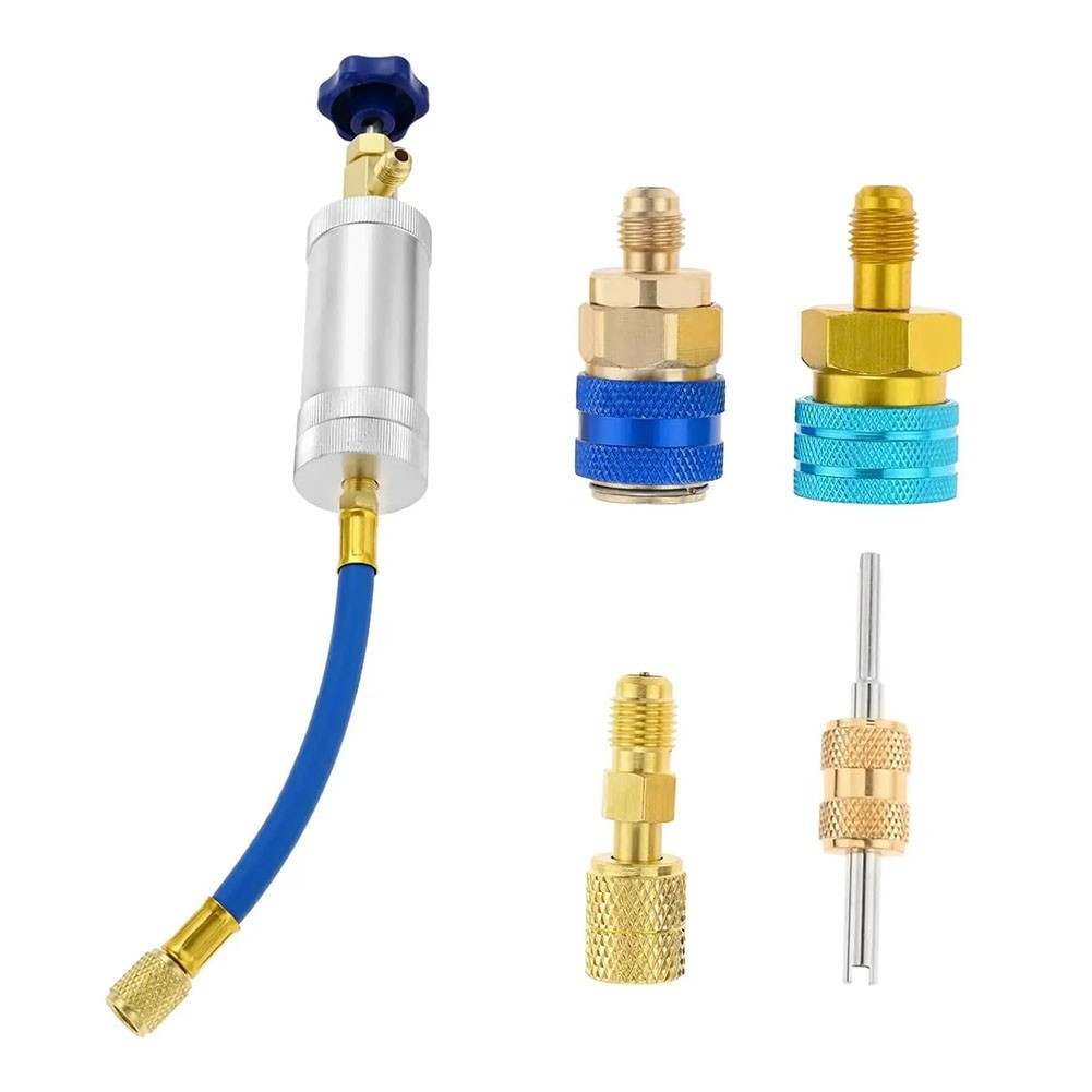 1/4 SAE Female Male Oil Injector Kit for R134A For R1234YF Air Conditioning