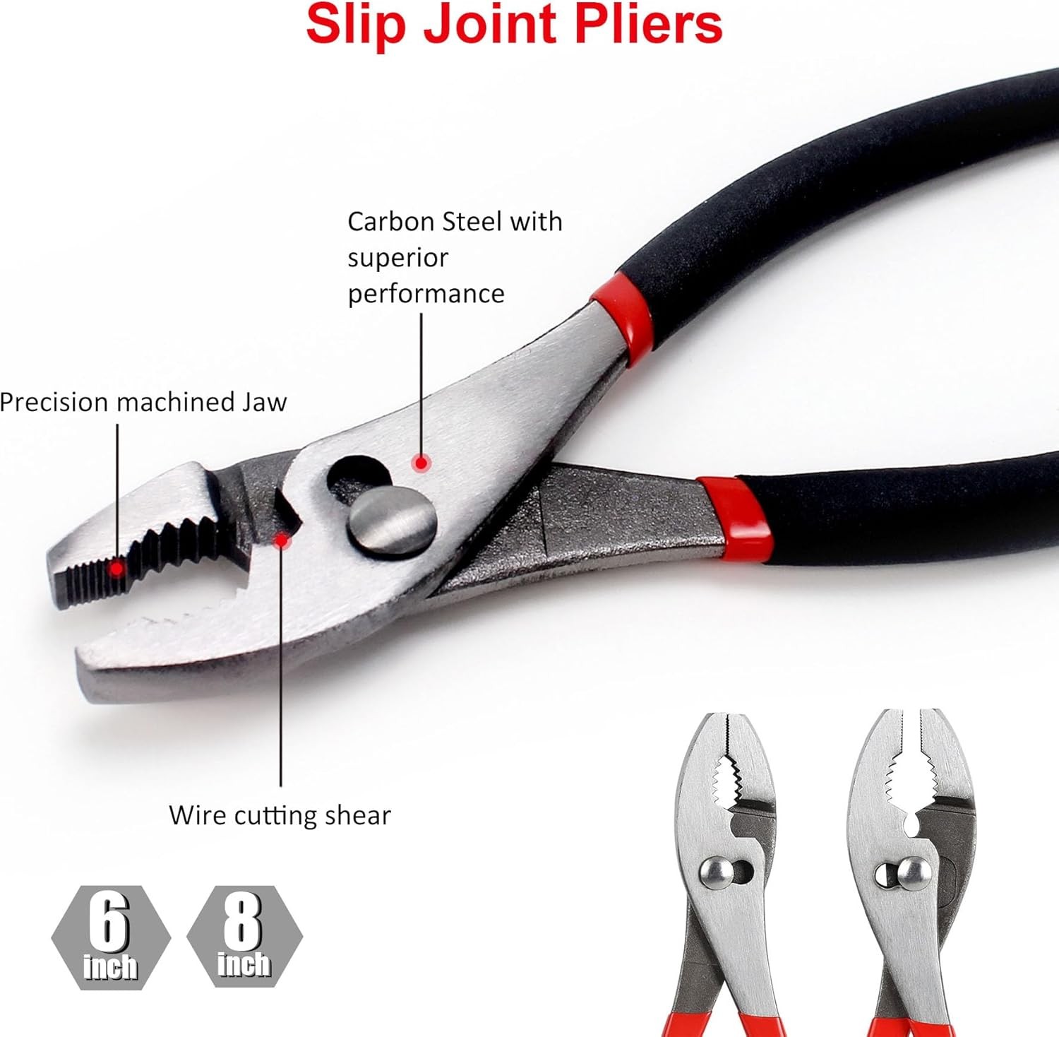 FASTPRO 7-Piece Utility Pliers and Wrench Set, Includes 8″ Black & Red