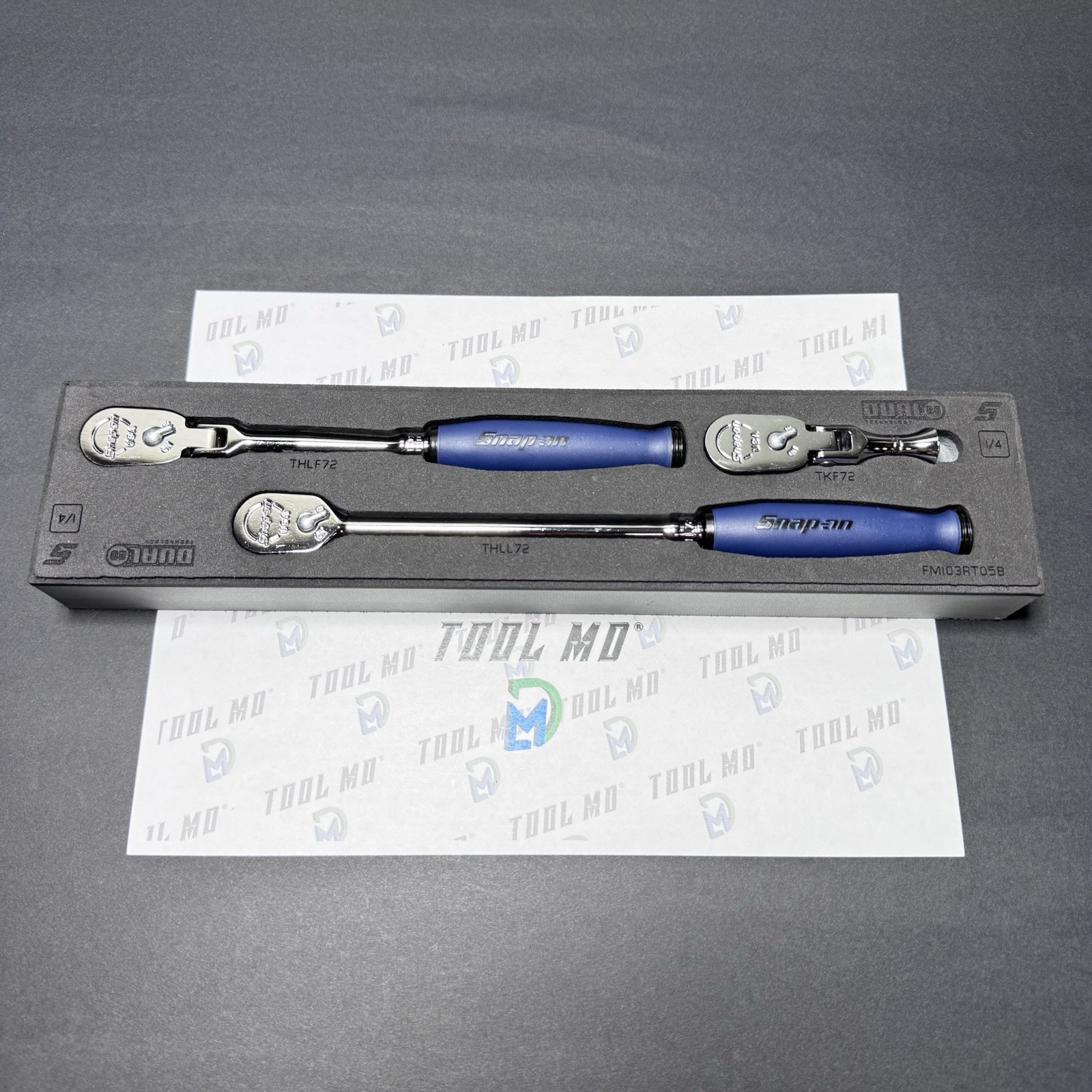 Snap-on Tools USA REVERSE POWER BLUE Compact 3pc 3/8″ Drive Ratchet Set 103RT05F