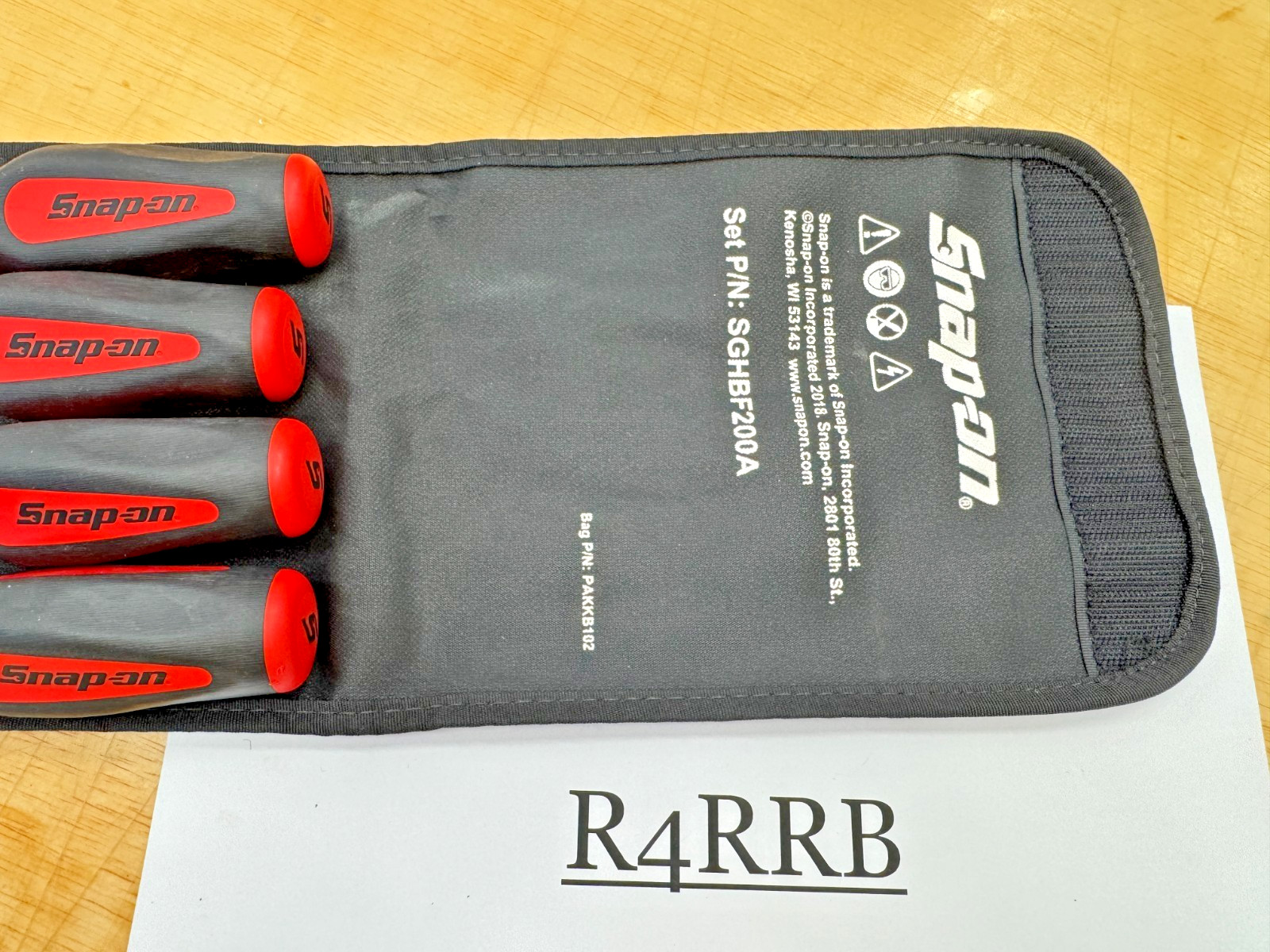 Snap-on Tools USA NEW RED 4 Piece Soft Grip ROUND File Set SGHBF200A W/ HOLDER