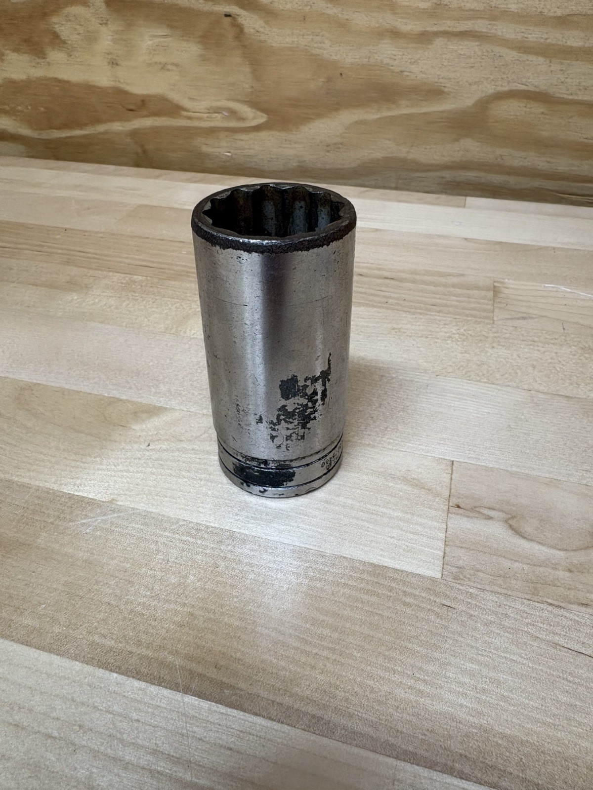 SNAP-ON TOOLS No. S-381 SAE Chrome 12pt Deep Flank Drive Socket 1-3/16″ U.S.A.