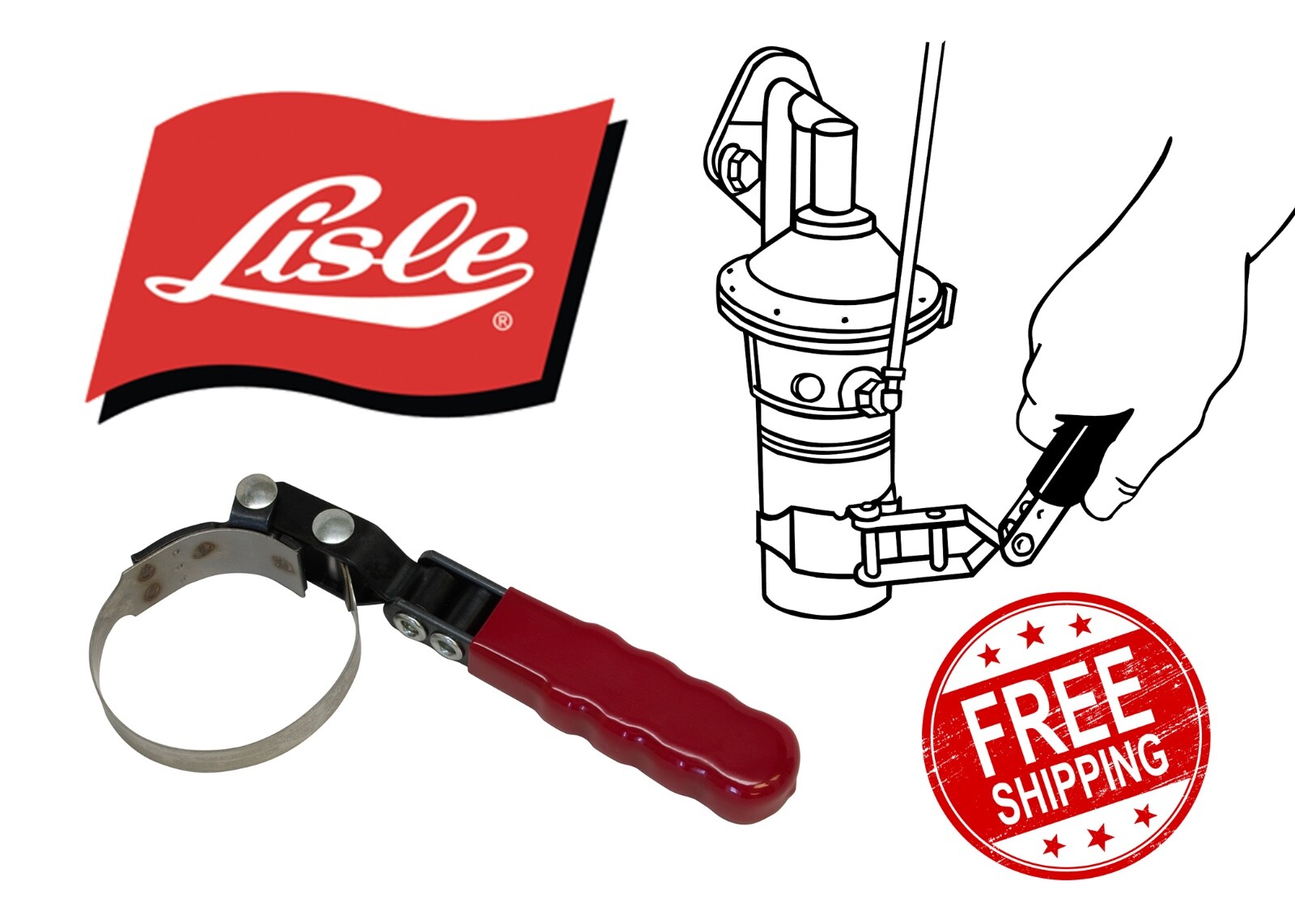 Lisle 54400 Swivel Grip Oil/Fuel Filter Wrench 2-3/8″ to2-5/8″ NEW FREE SHIPPING