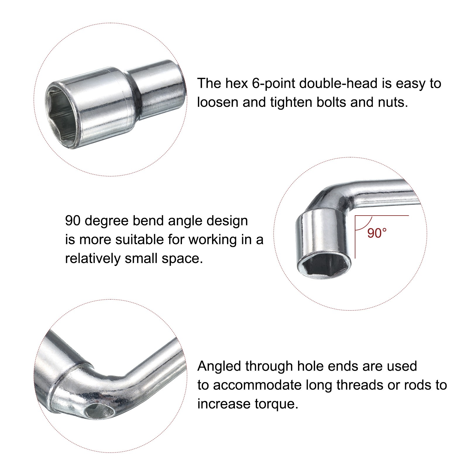 2pcs L Shape Angled Hex Socket Wrench 13mm Double Ended Socket Spanner