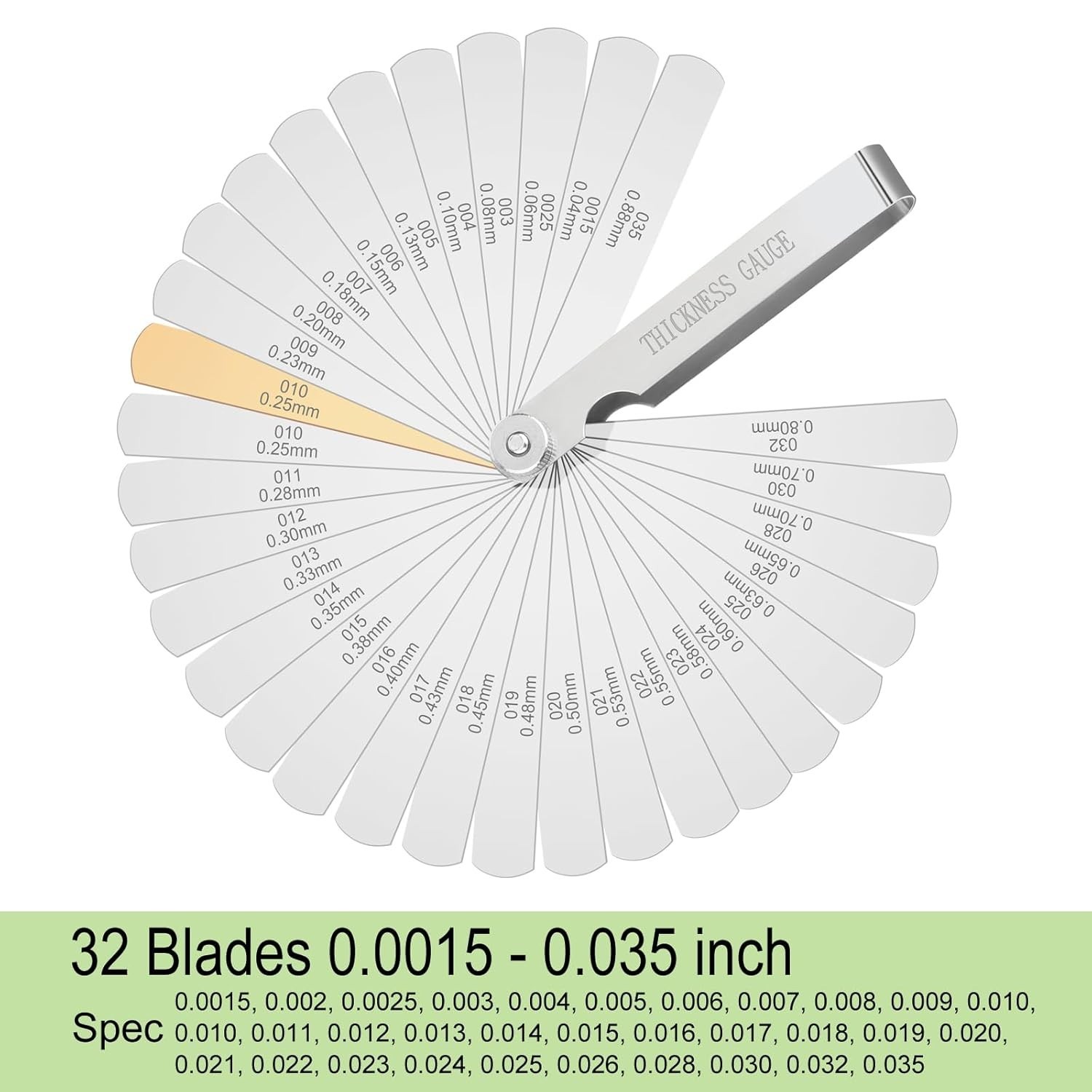 Precision Feeler Gauge Tool with 32 Blades for Valve and Spark Plug Adjustment