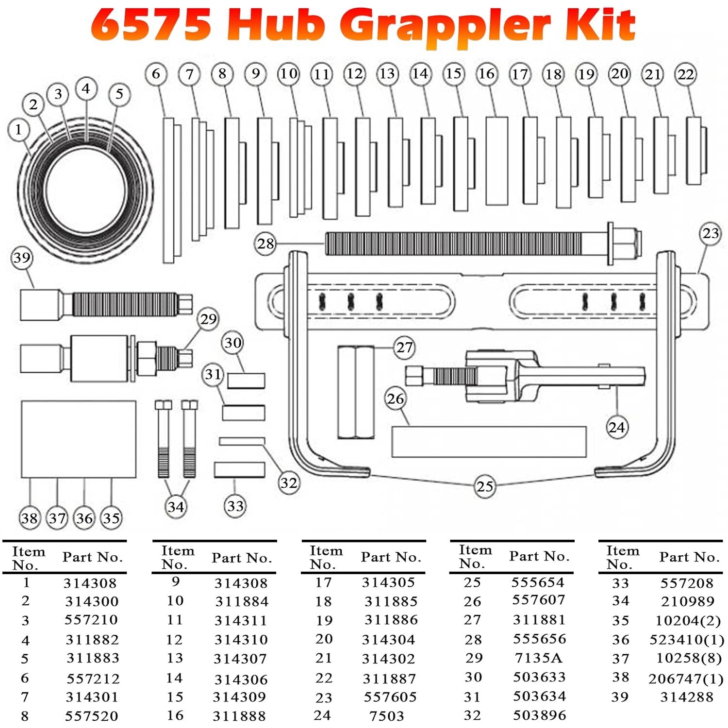 6575 Hub Grappler Kit for Vehicle Wheel Hub and Bearing Installation & Removal