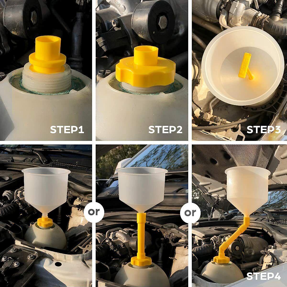 15 Spill Proof Radiator Coolant Filling Funnel Kit Car Auto Fluid Cooling System