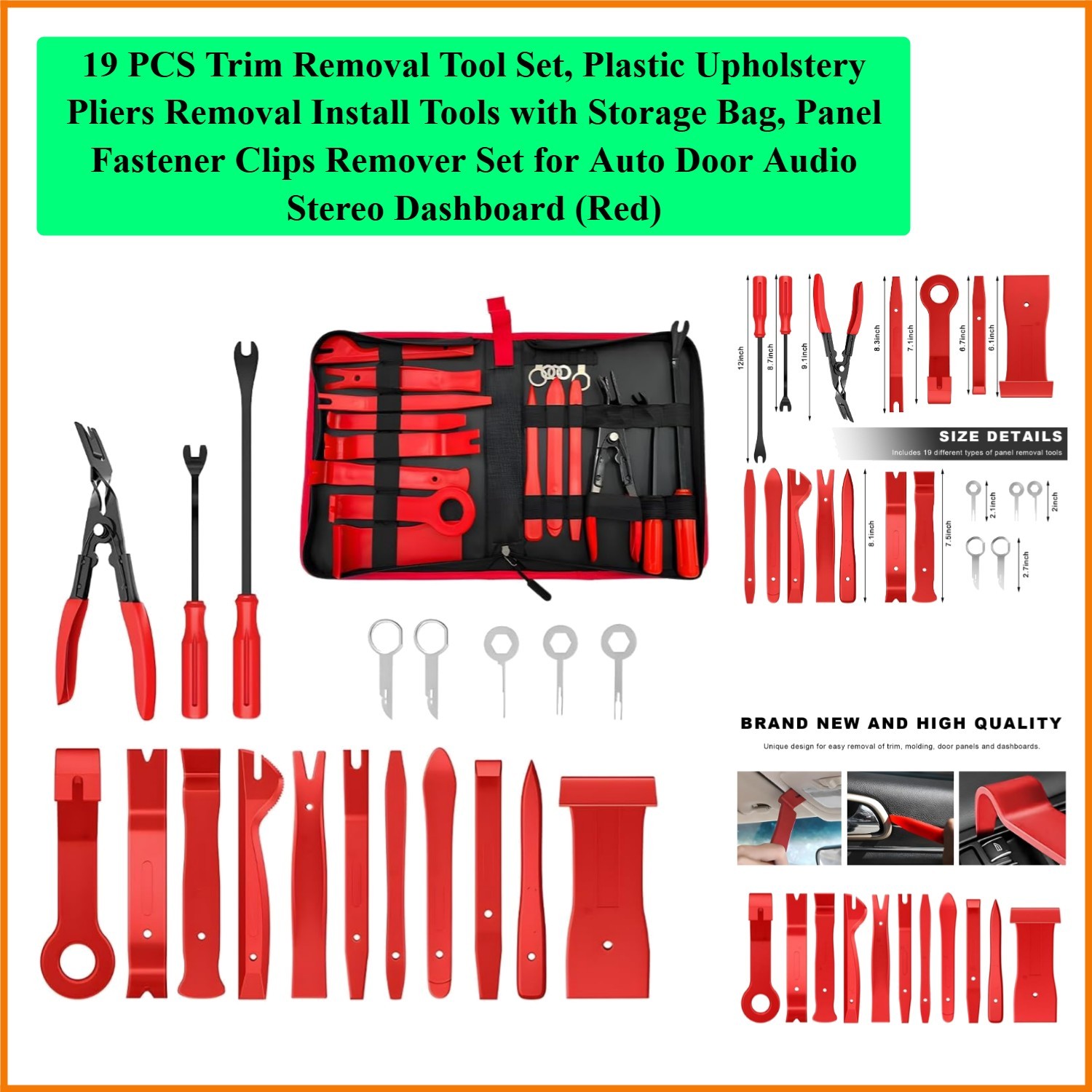 19 PCS , Plastic Upholstery Pliers Removal Install Tools with Storage Bag, Pa…