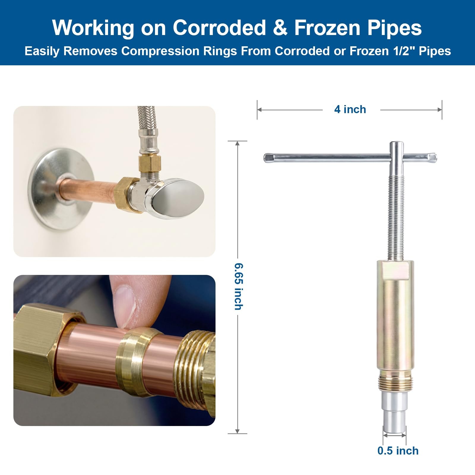 Compression Sleeve Puller Tool for 1/2 Inch Copper Pipe Removes Nut and Ferr…