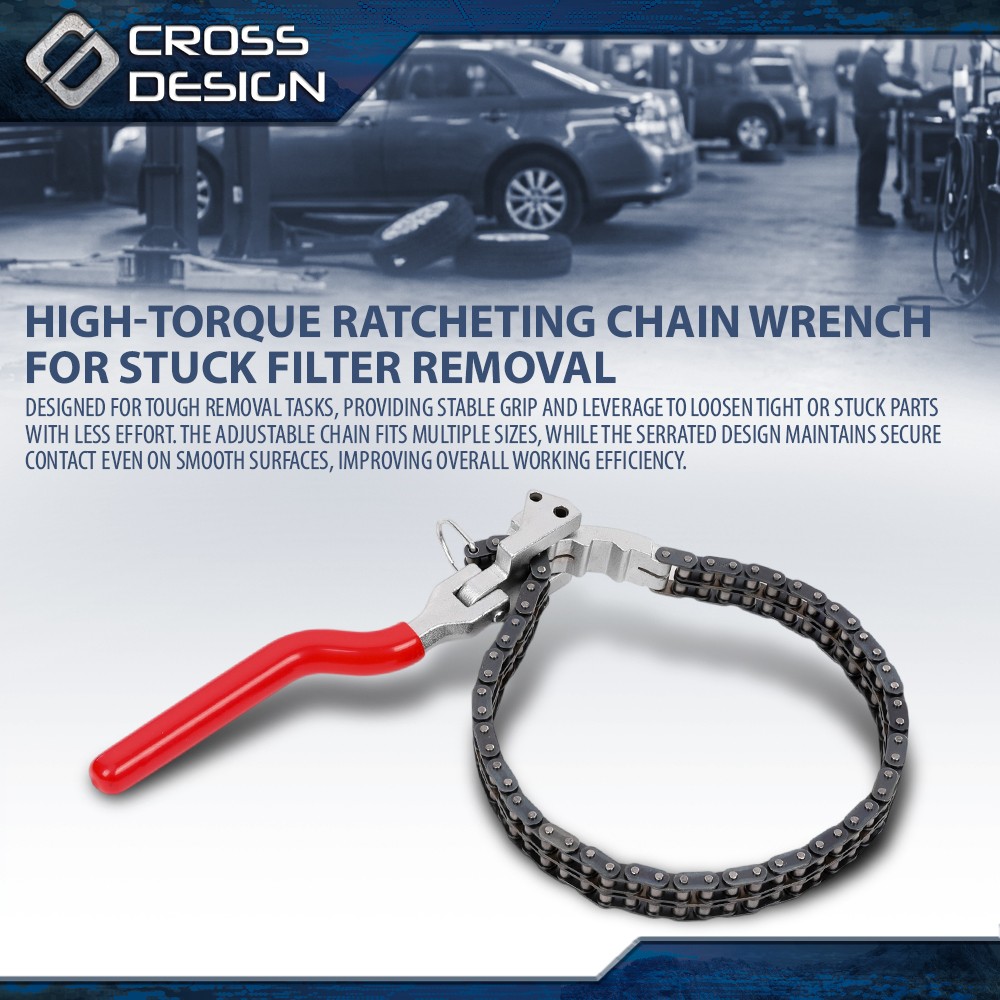 Heavy-Duty Ratcheting Chain Wrench Oil Filter Change Pipe Fittings 60-160mm