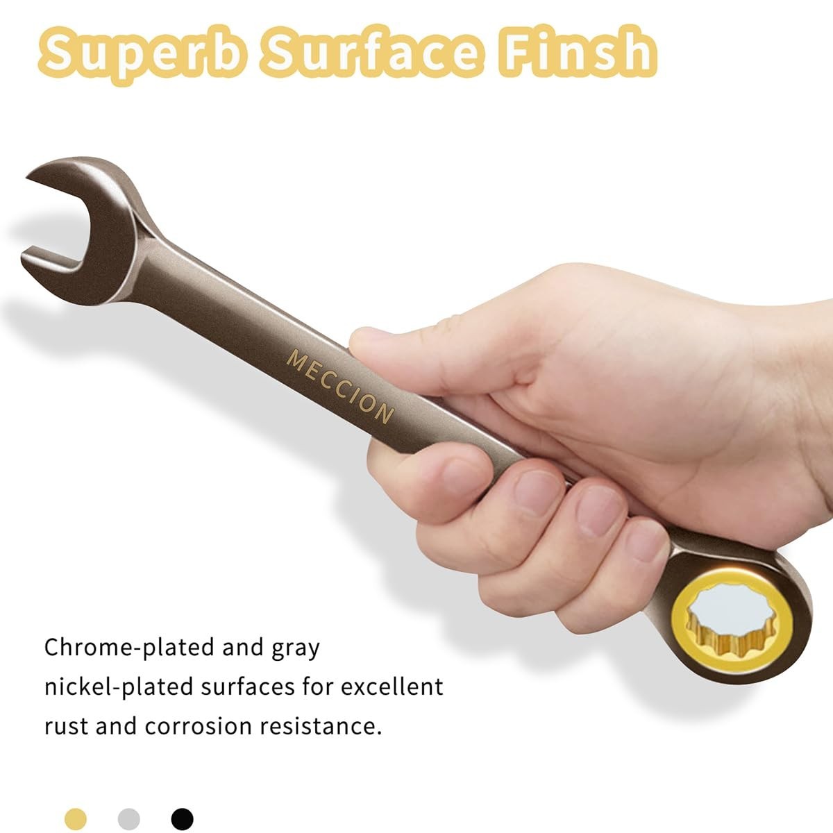 30mm Metric Open End Ratcheting Wrench – Industrial Gear Spanner, Grey Nickel Fi