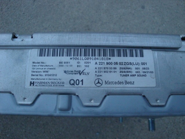 MERCEDES W221 07-14 S550 AUDIO TUNER RADIO LOGIC7 SOUND POWER AMPLIFIER BE9061