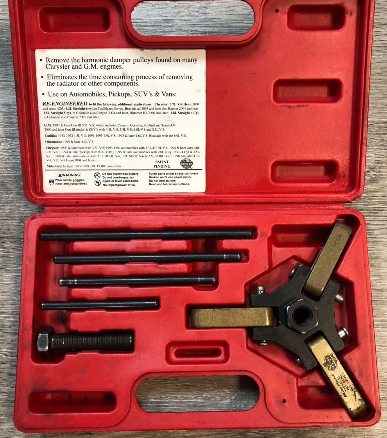 Blue Point YA6490A Universal GM Chysler Harmonic Dampener Pulley Puller w/ Case