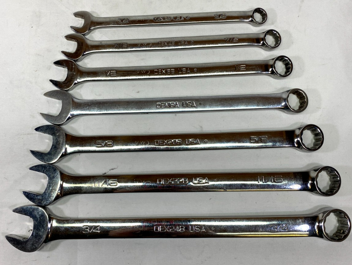 Snap On Combo Wrench 7 Piece Set OEX24B/22B/20B/I8A/I6B/I4B/I2B 3/4 to 3/8