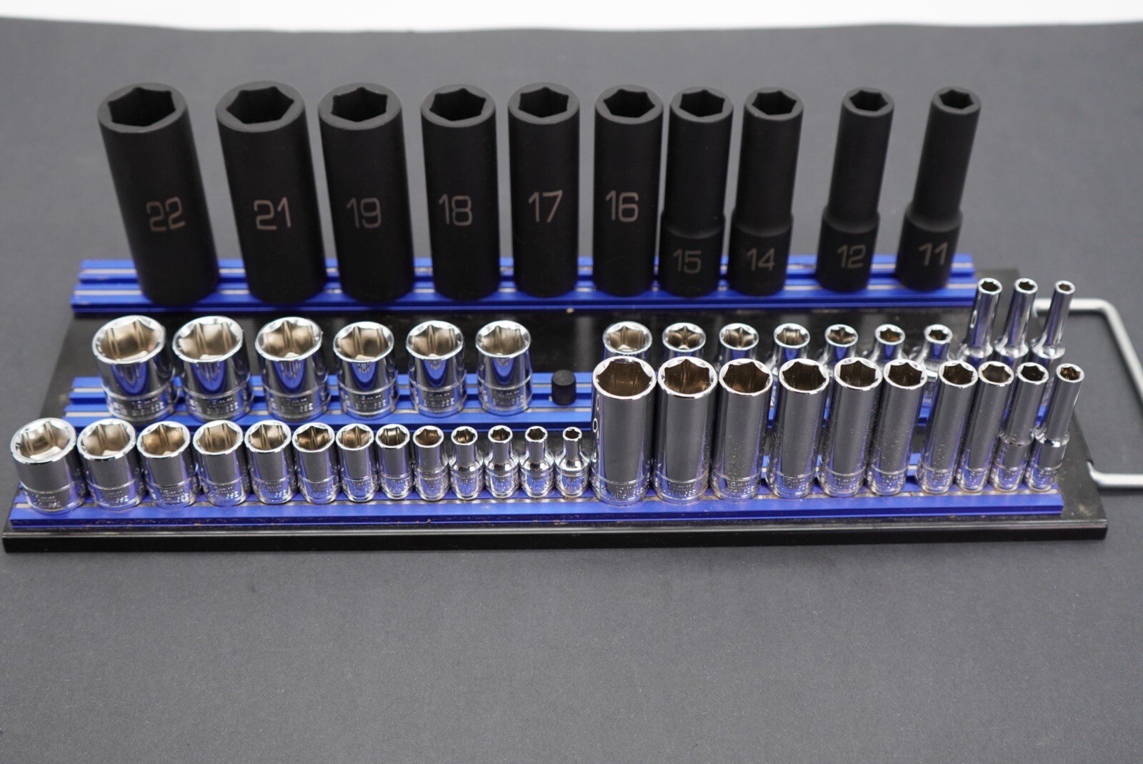 Matco Tools ADV Silver Eagle Socket Set Metric Deep Shallow Chrome Impact Rail