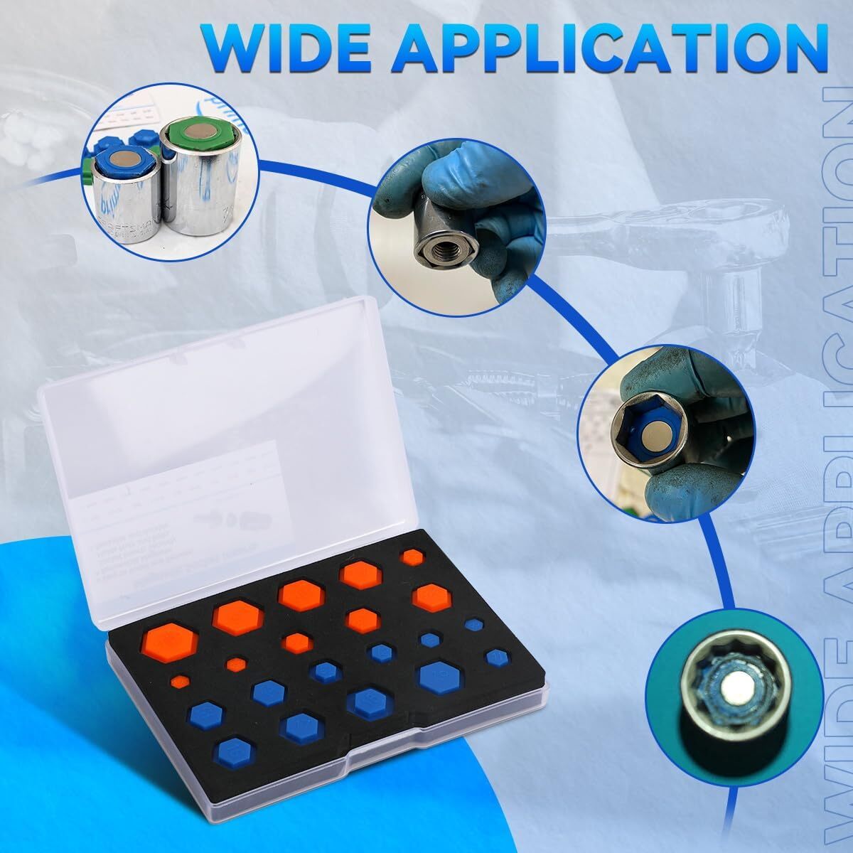 21PCS Magnetic Socket Inserts SAE and Metric 5/16″-7/8″ 8-19mm Universal Socket