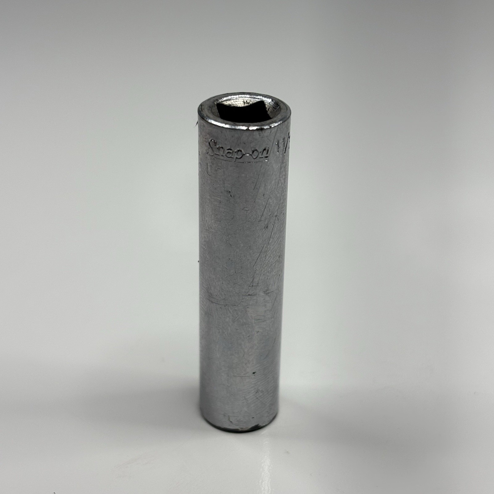 Snap On Tools STM11 1/4 Dr 6Pt SAE 11/32” Flank Dr Deep Chrome Socket USA VTG
