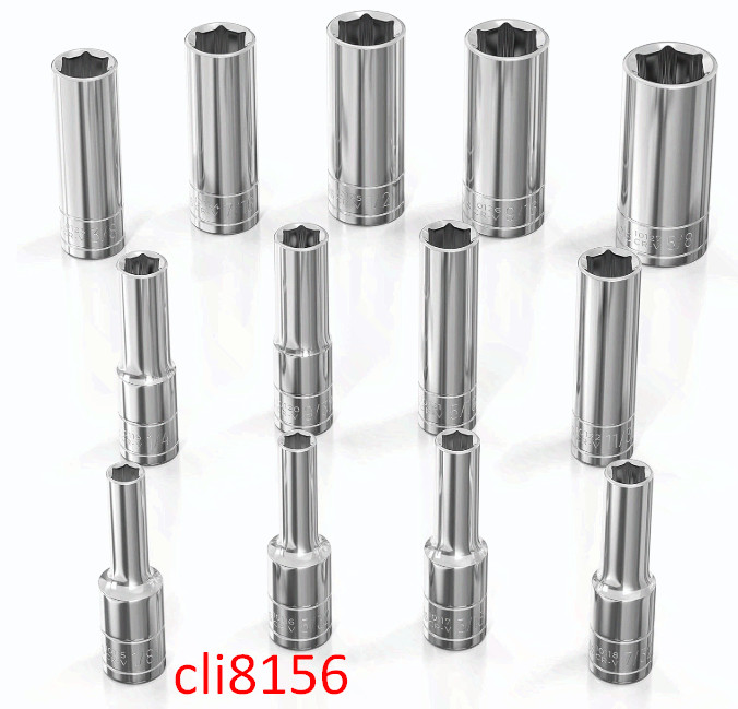 SAE Deep Socket Set 1/4″ Drive, 13pc 6-Point 1/8″–5/8″ Pro Grade (1329)