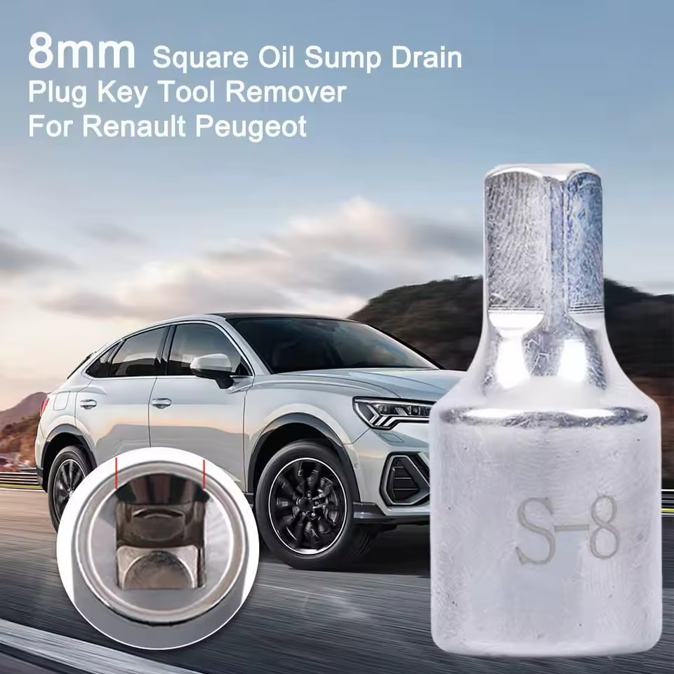 8MM Square Oil Sump Drain Plug Key Tool Remover for Renault Citroen Peugeot