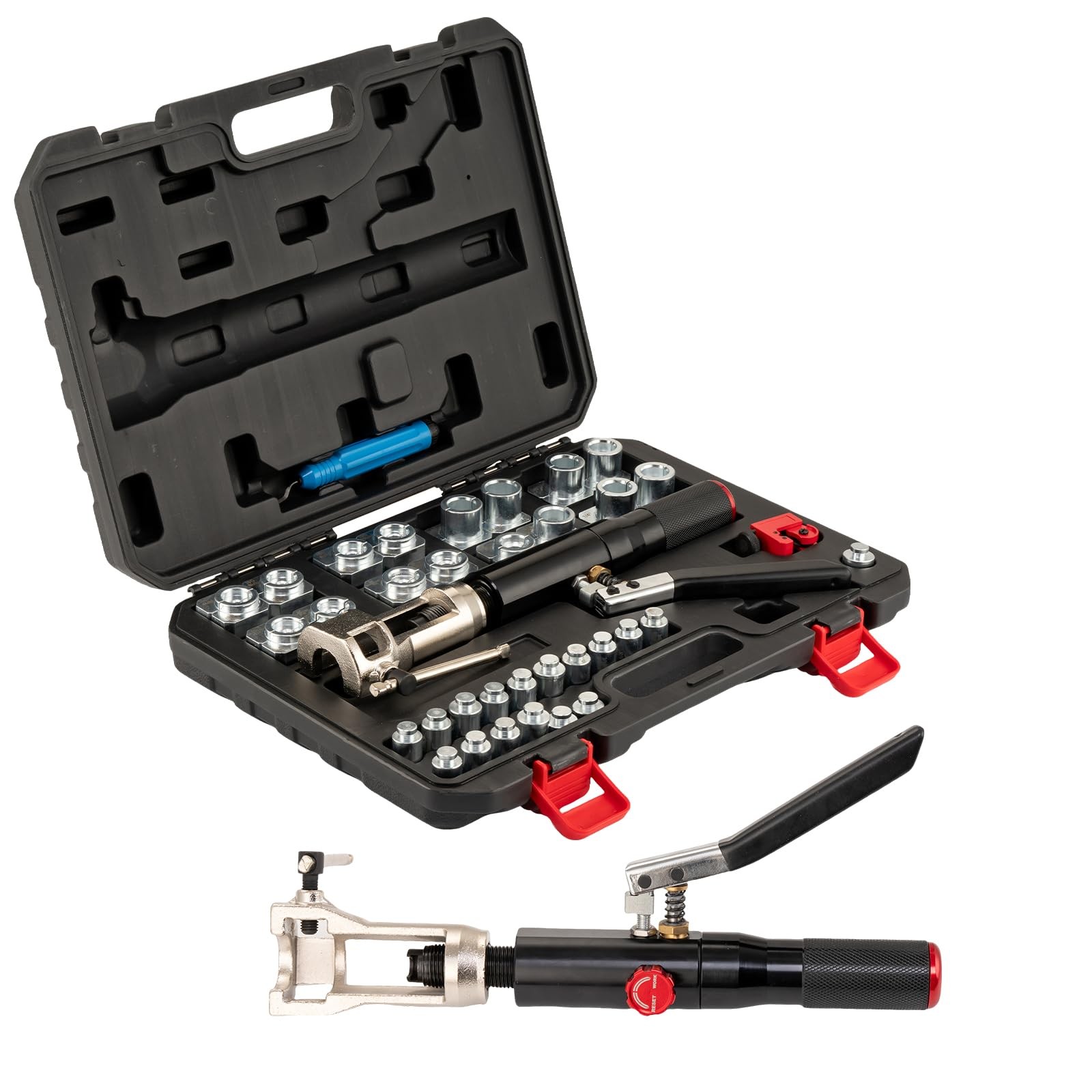 Hydraulic Flaring Tool Kit 45° for 3/16″ – 1/2″ Tube w/ Cutter & Deburrer