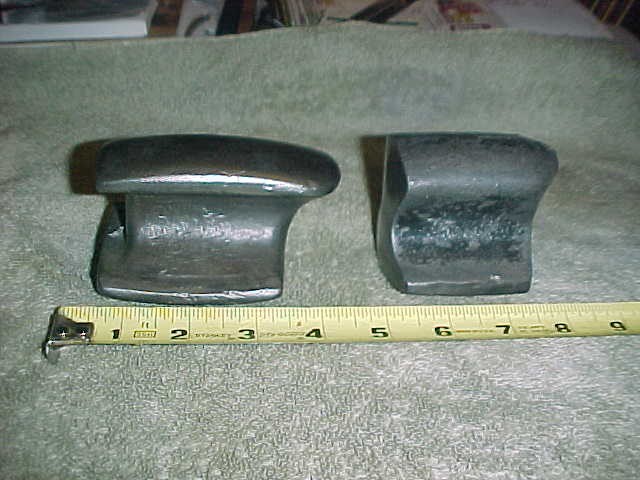 Auto Body Pair of Old Dollies Offset and General Purpose Hand Anvil Hammer Tools