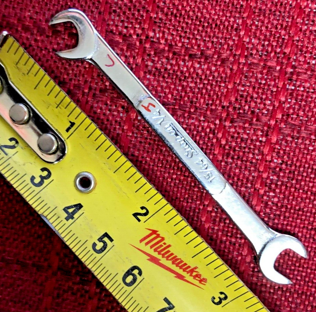 Snap-On DS1516 SAE 15/64×1/4″ OffSet Open End Ignition Wrench 3″L USA Good 8/10