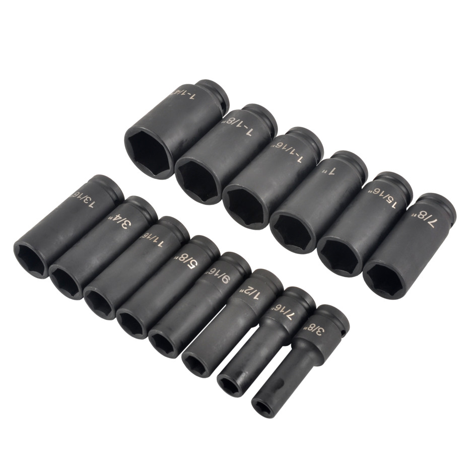 1/2″ Drive Shallow Impact Socket Set 6-Point SAE 3/8″ to 1-1/4″ 14 PCS