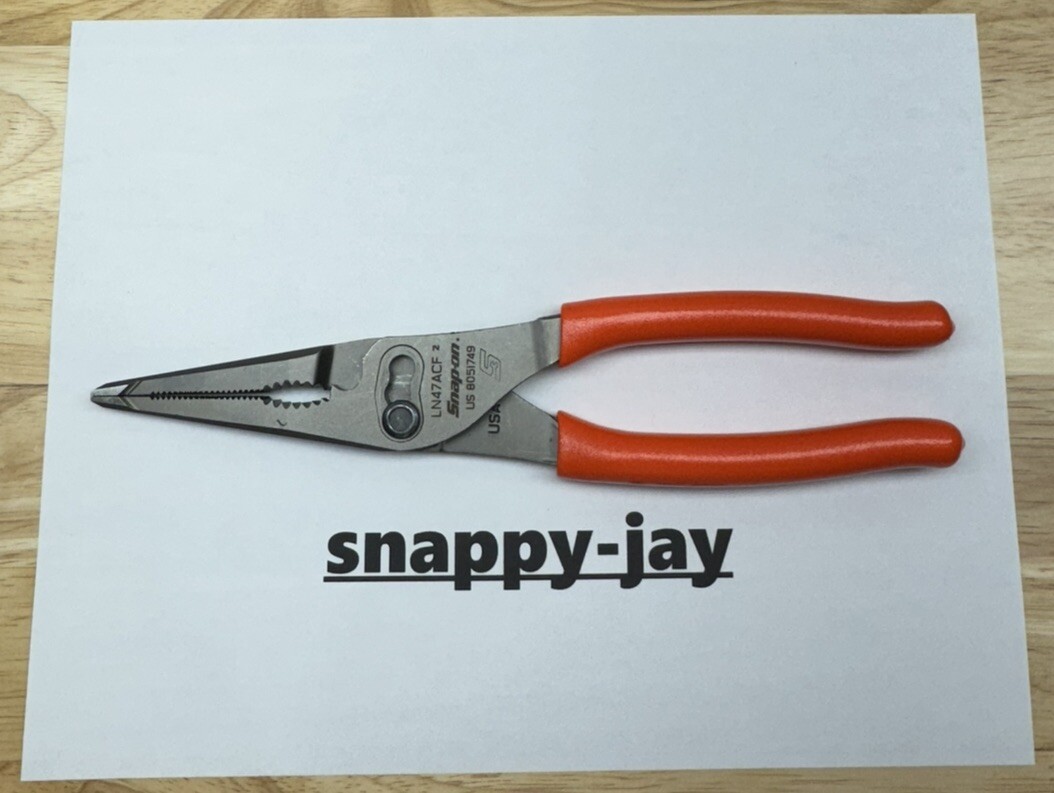 Snap-on Tools USA NEW ORANGE 9″ Talon Grip Long Nose Slip Joint Pliers LN47ACF