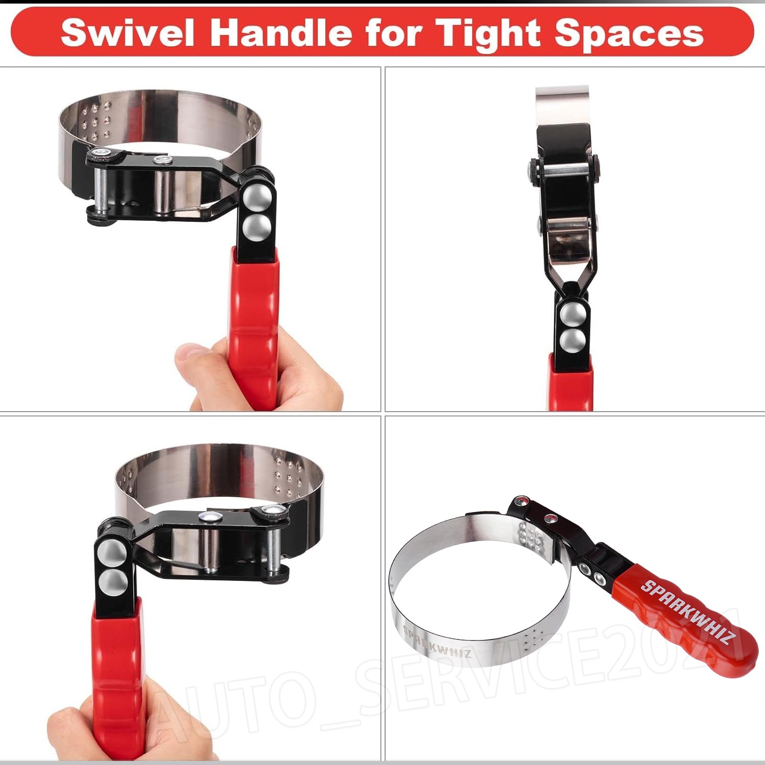 Set of 4 Swivel Oil Filter Wrench 2-3/4″ – 5-1/4″ 4 Size Oil Filter Strap Wrench